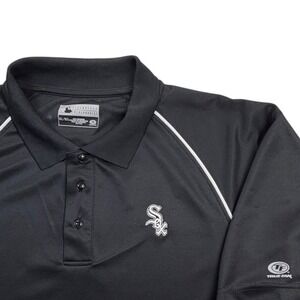 MLB Chicago White Sox Polo Shirt Mens XL Black True Fan Short Sleeve Golf Tee